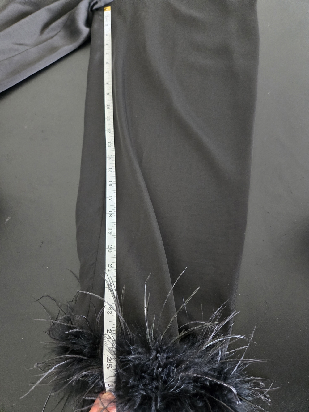 Nadine Merabi Darcie Black Satin Feather Trim Pants Size XXL - Picture 10 of 13